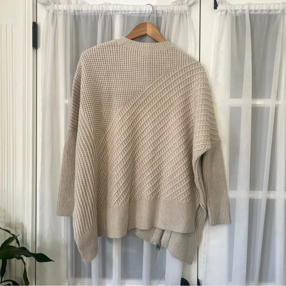 All Saints Chunky Asymmetrical Cable Knit Texture Block Sweater Sz XS - Picture 4 of 13